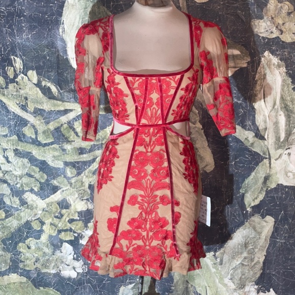 Temecula Fall Mini Dress by For Love & Lemons at Free People, Red, XS